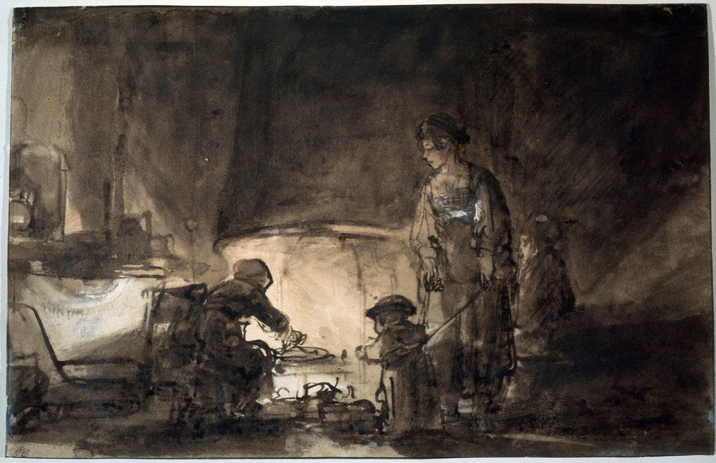 Detail of The Kitchen in Rembrandts House, 1650s. by Rembrandt Harmensz van Rijn
