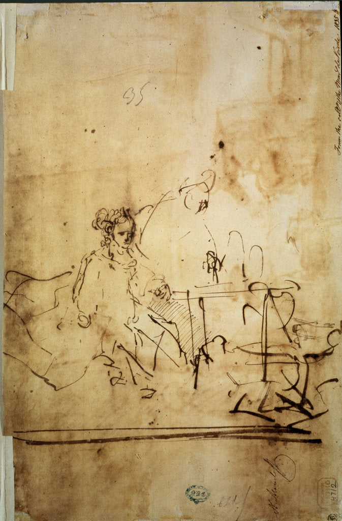 Detail of Ahasuerus, Haman and Esther, 17th century by Rembrandt Harmensz van Rijn