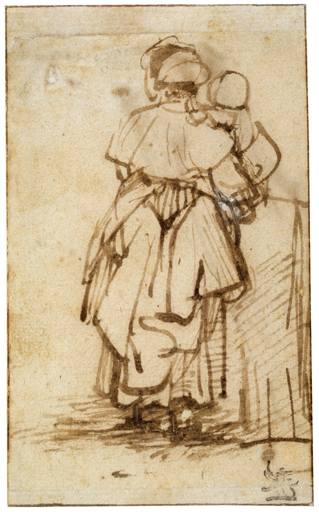 Detail of Woman with a Child on Her Lap, 1640s. by Rembrandt Harmensz van Rijn