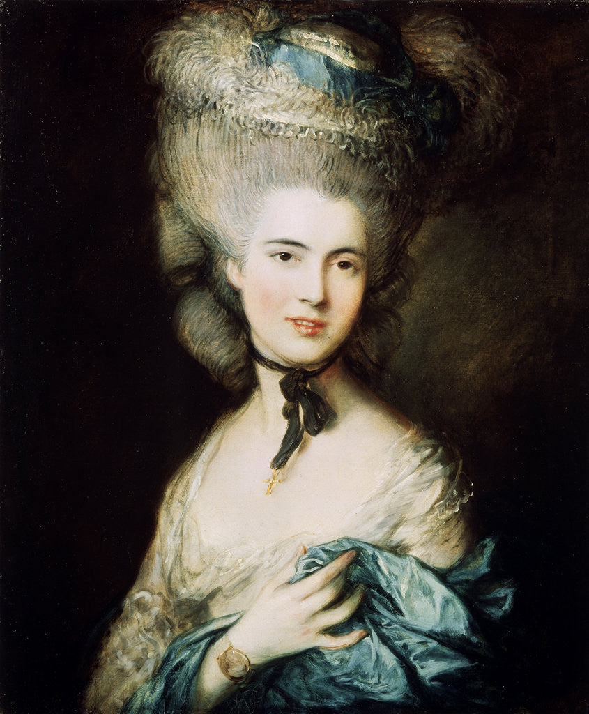 Detail of A Lady in Blue (Duchess of Beaufort) by Thomas Gainsborough