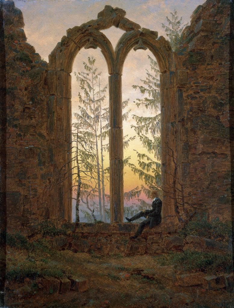 Detail of The Dreamer (Ruins of the Oybin) by Caspar David Friedrich