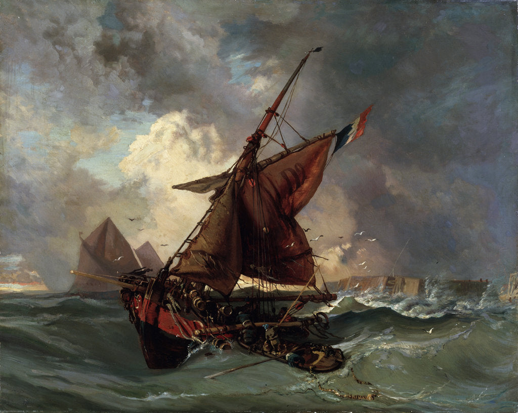 Detail of Ships in a stormy sea, 19th century by Eugène Delacroix
