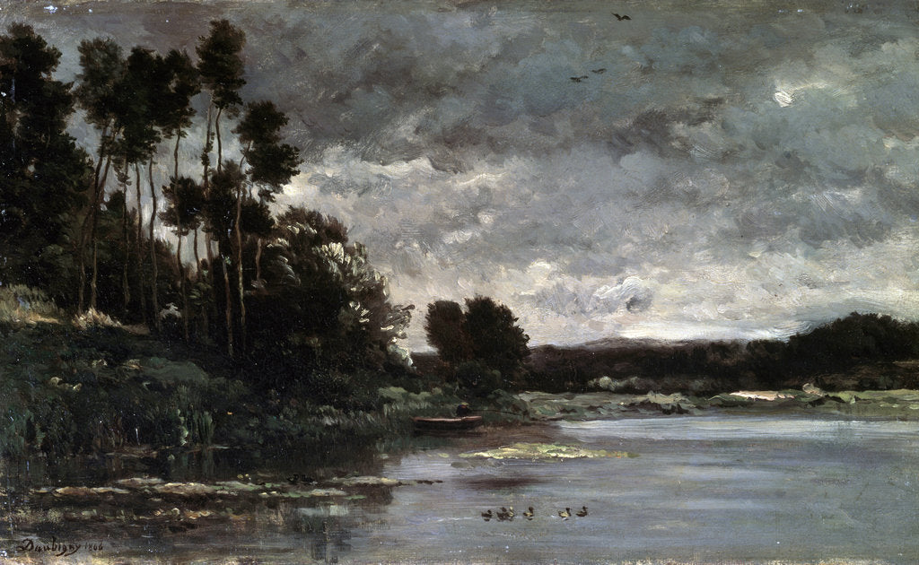 Detail of The River Bank, 1866. by Charles François Daubigny
