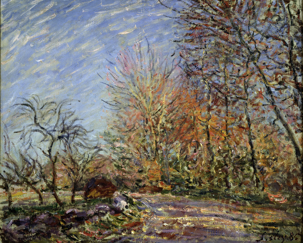 Detail of At the edge of the forest in Fontainebleau, 1885. by Alfred Sisley