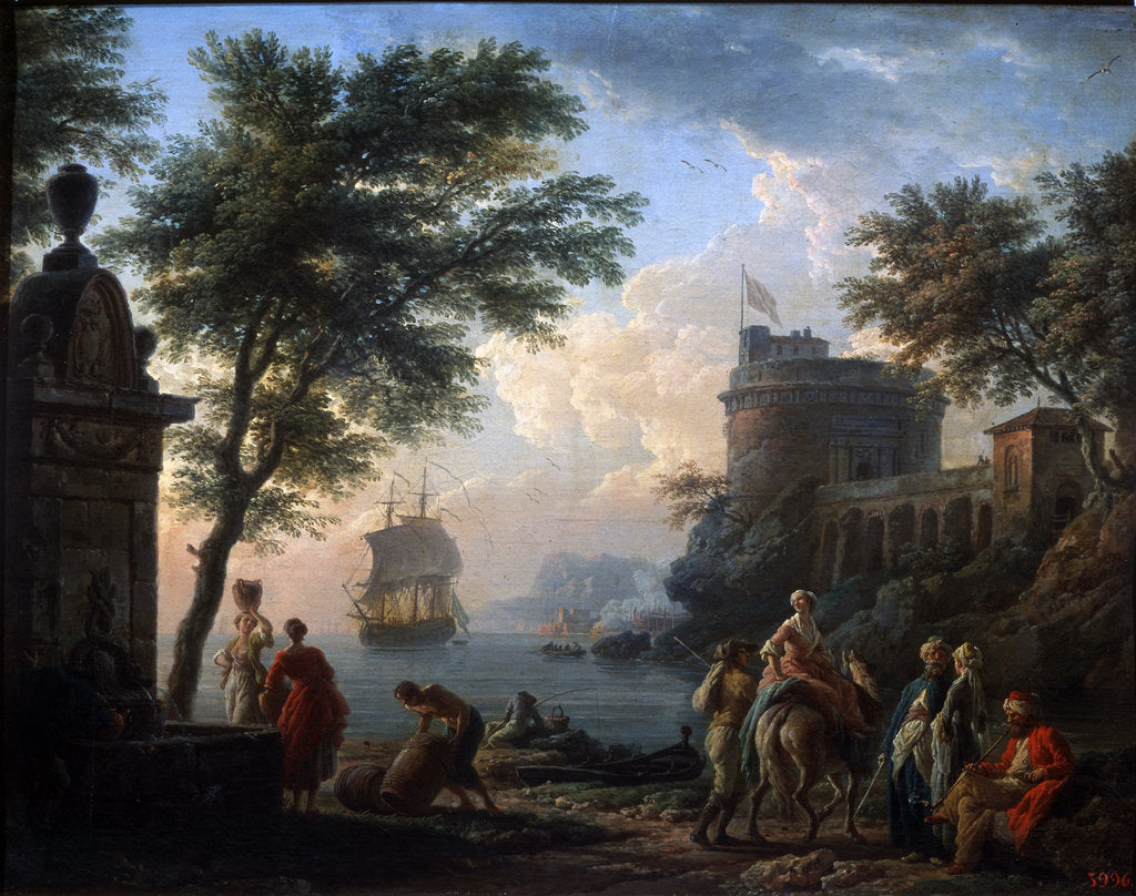 Detail of Coastal Harbour. Calm, c1763 by Claude-Joseph Vernet