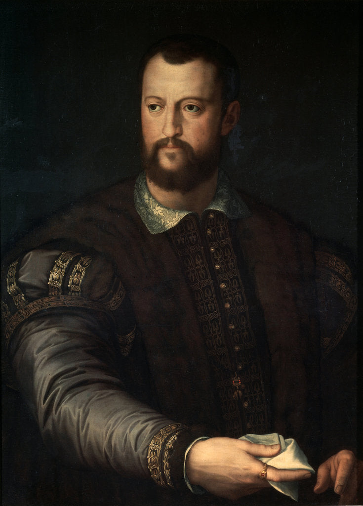 Detail of Portrait of Grand Duke of Tuscany Cosimo I de Medici,, after 1560. by Agnolo Bronzino