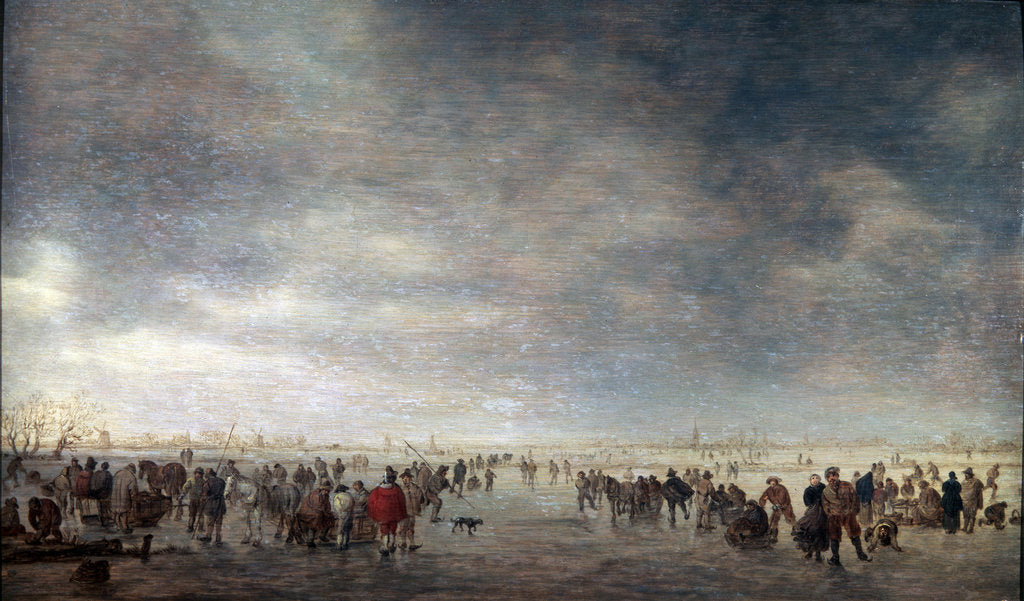 Detail of Ice Skaters, 1641. by Jan van Goyen