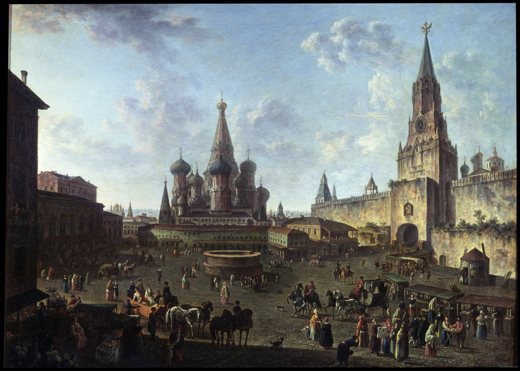 Detail of The Red Square in Moscow, 1801. by Fyodor Yakovlevich Alexeev