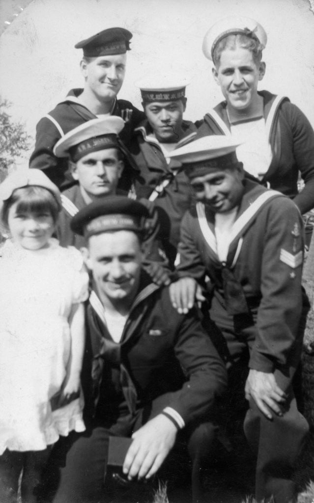 Detail of Sailors from six different countries during the Coronation review, Southsea, Hampshire by Anonymous