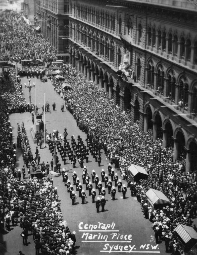 Detail of Parade at the Cenotaph, Martin Place, Sydney, New South Wales by Anonymous