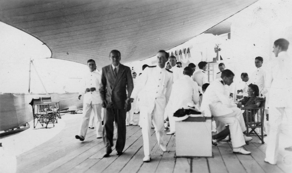 Detail of American actor and film director Douglas Fairbanks, Sr on board HMS Malaya, Venice by Anonymous