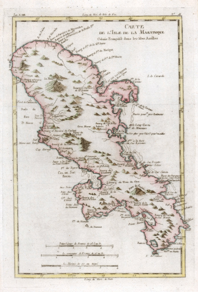 Detail of Map of the Caribbean island of Martinique by Anonymous