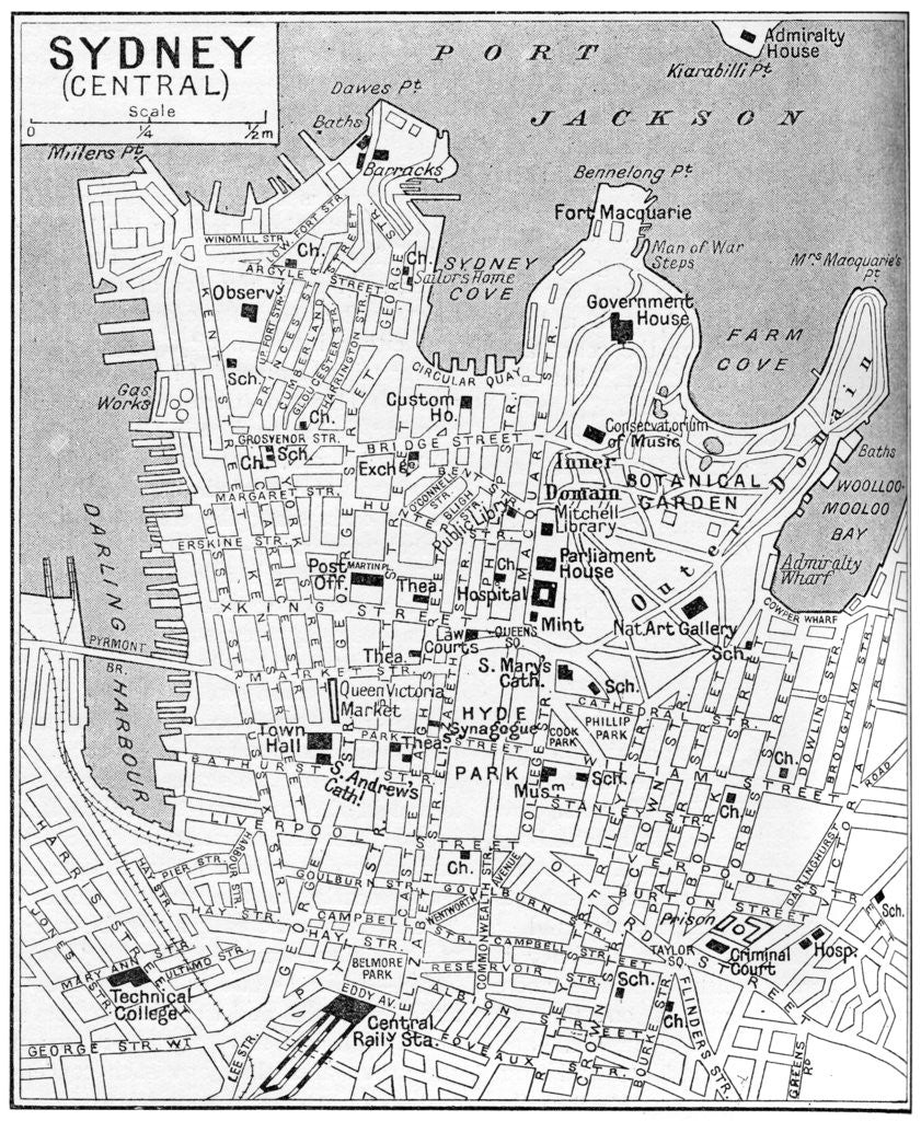 Detail of Map of central Sydney, New South Wales, Australia by Anonymous
