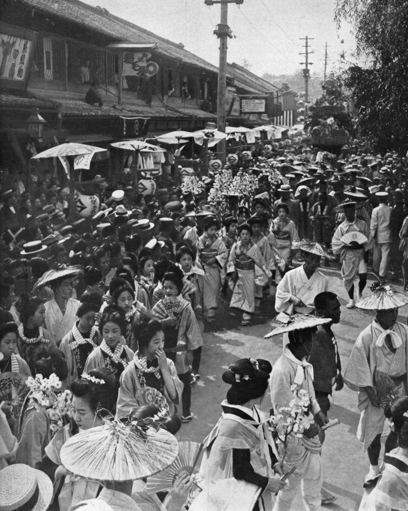 Detail of Geisha procession, Yokohama Jubilee, Japan by Anonymous