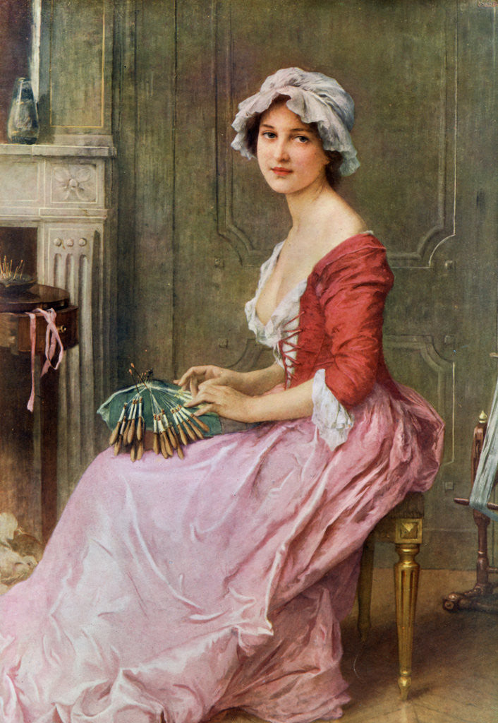 Detail of The Seamstress by Charles Amable Lenoir