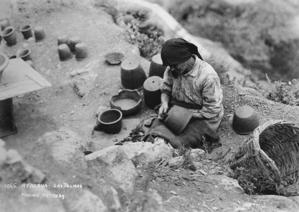 Detail of Making pottery, Atalaya, Las Palmas, Gran Canaria, Canary Islands, Spain by Anonymous