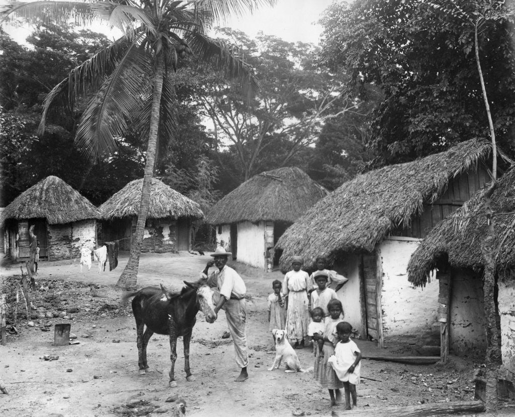 Detail of Family outside their home, Coolie Street, Kingston, Jamaica by Anonymous