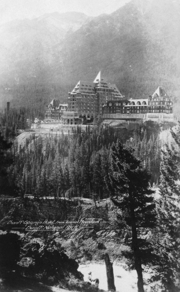 Detail of Banff Springs Hotel, from Tunnel Mountain, Banff National Park, Alberta, Canada by Marjorie Bullock
