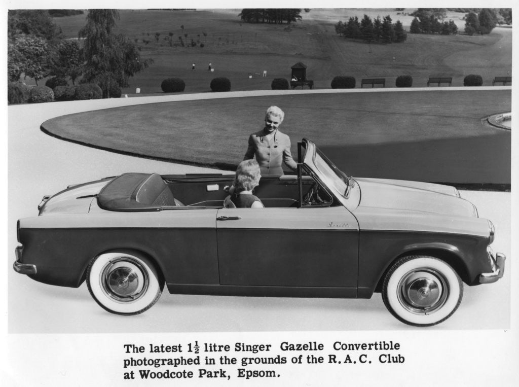 Detail of Singer Gazelle convertible, Woodcote Park, Epsom, Surrey by Anonymous