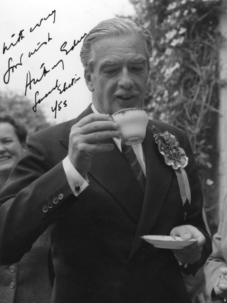Detail of Anthony Eden, British Conservative politician, drinking a cup of tea by Anonymous