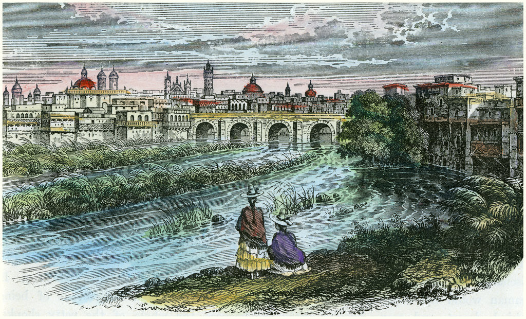 Detail of View of the city of Lima, the capital of Peru, from the River Rimac by Anonymous