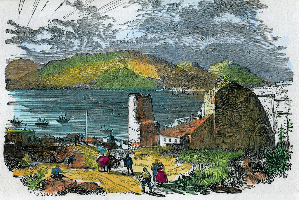 Detail of Algeciras, Spain, and Bay of Gibraltar from the old Moorish Castle, Gibraltar by GF Sargent