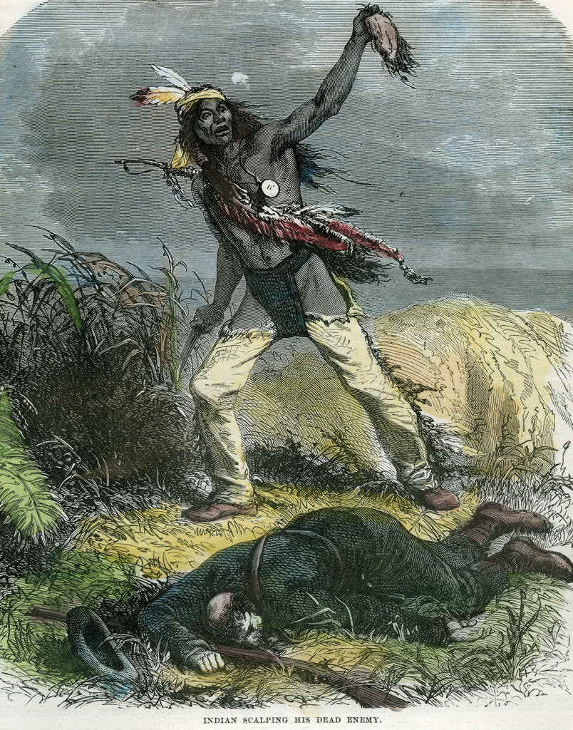 Detail of Indian scalping his dead enemy by Anonymous