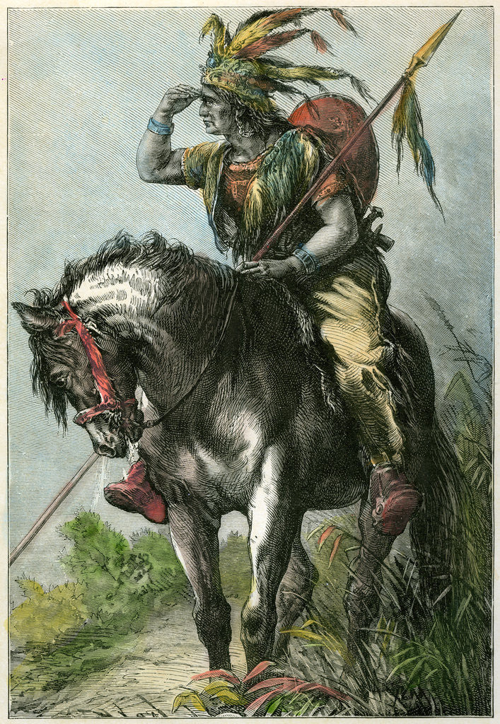 Detail of Native American scout by Anonymous