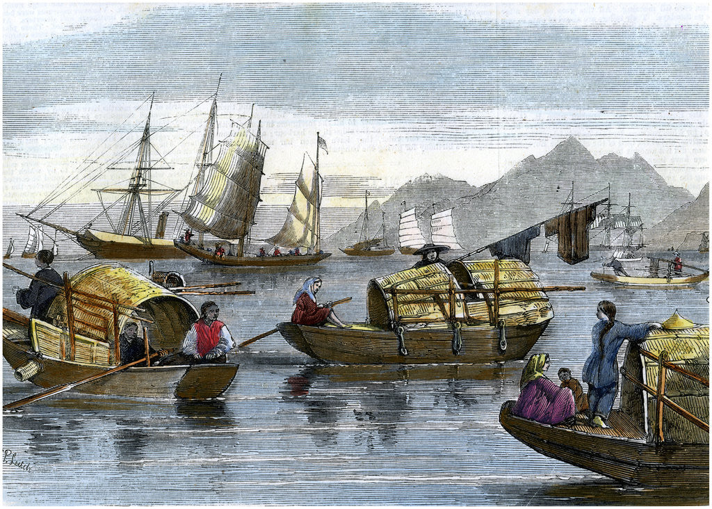 Detail of Chinese sampans in the harbour of Hong Kong by Anonymous