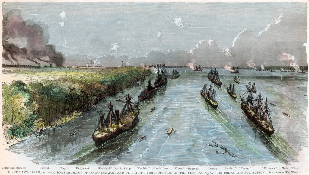 Detail of Bombardment of Forts Jackson and St Philip, Louisiana, American Civil War by Anonymous