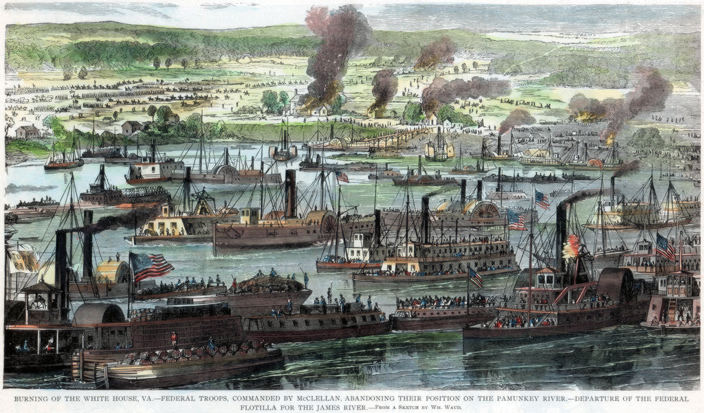 Detail of Burning of the White House, Virginia, American Civil War by Anonymous