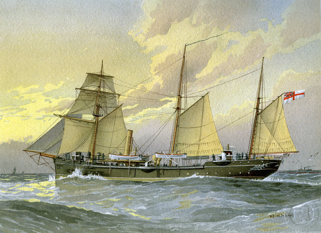 Detail of HMS Thrush, British 1st class gunboat by William Frederick Mitchell