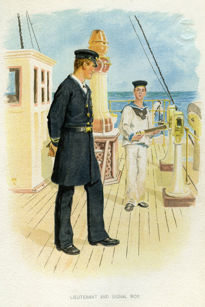 Detail of Royal Navy Lieutenant and signal boy by Anonymous