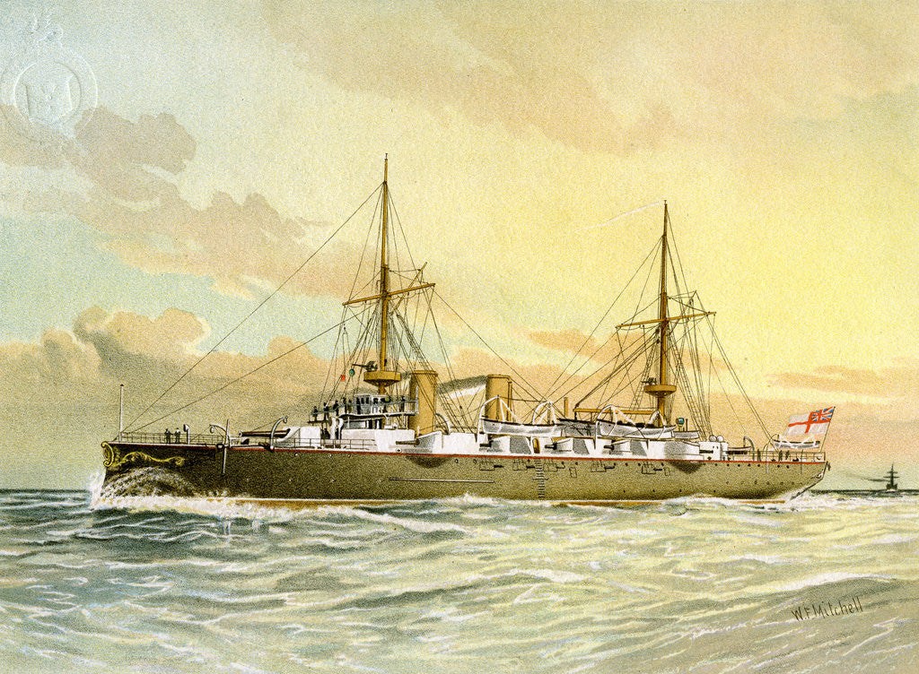 Detail of HMS Undaunted, Royal Navy 1st class cruiser by William Frederick Mitchell