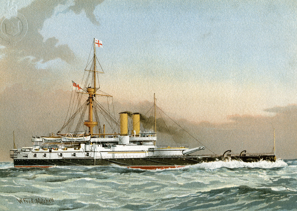 Detail of HMS Victoria, Royal Navy 1st class battleship by William Frederick Mitchell