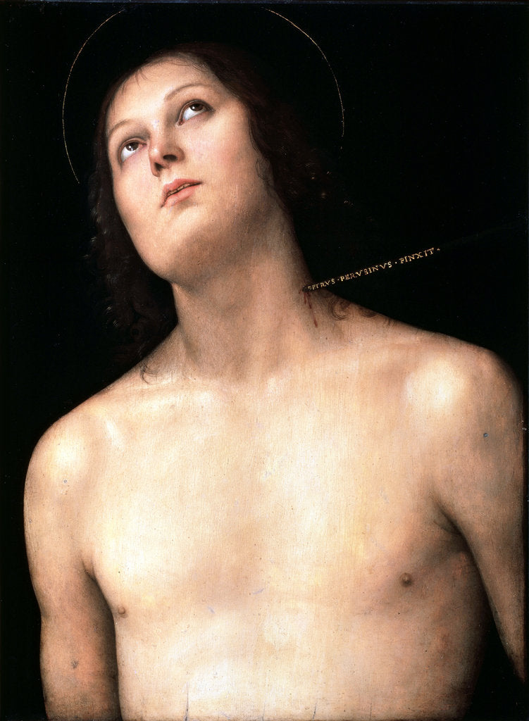 Detail of Saint Sebastian, between 1493 and 1494. by Perugino