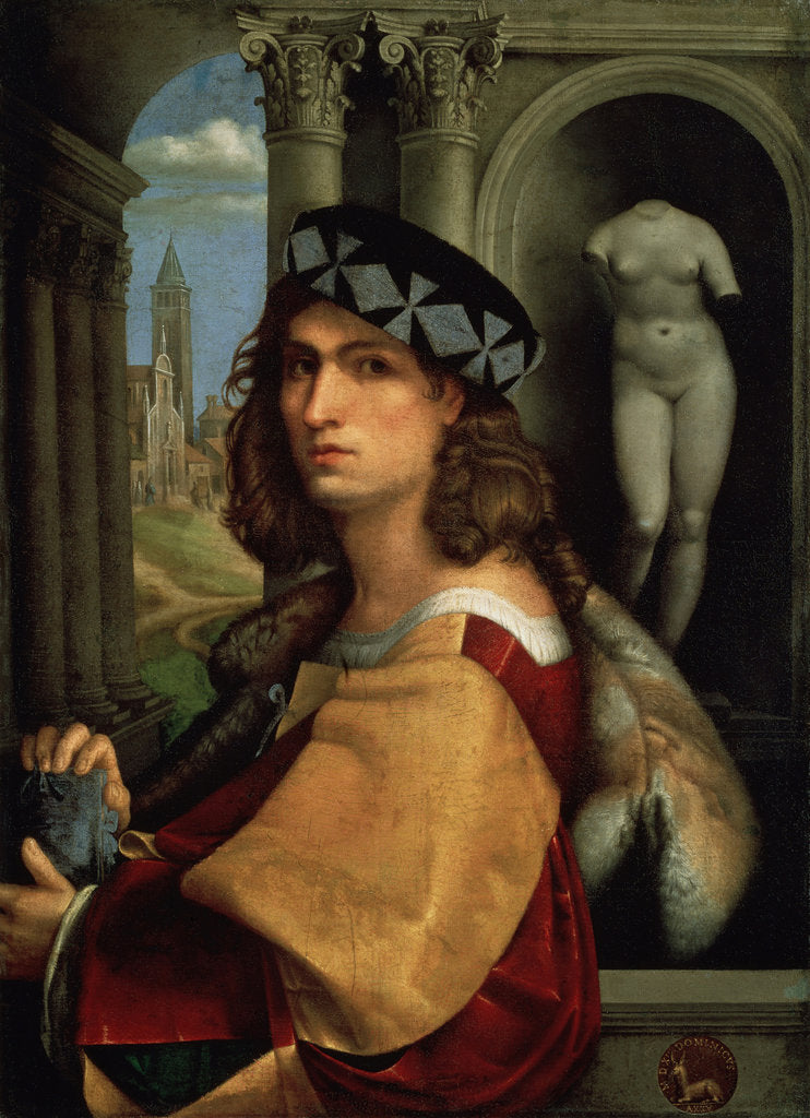 Detail of Portrait of a Man, (Self-Portrait), 1512 by Domenico Capriolo