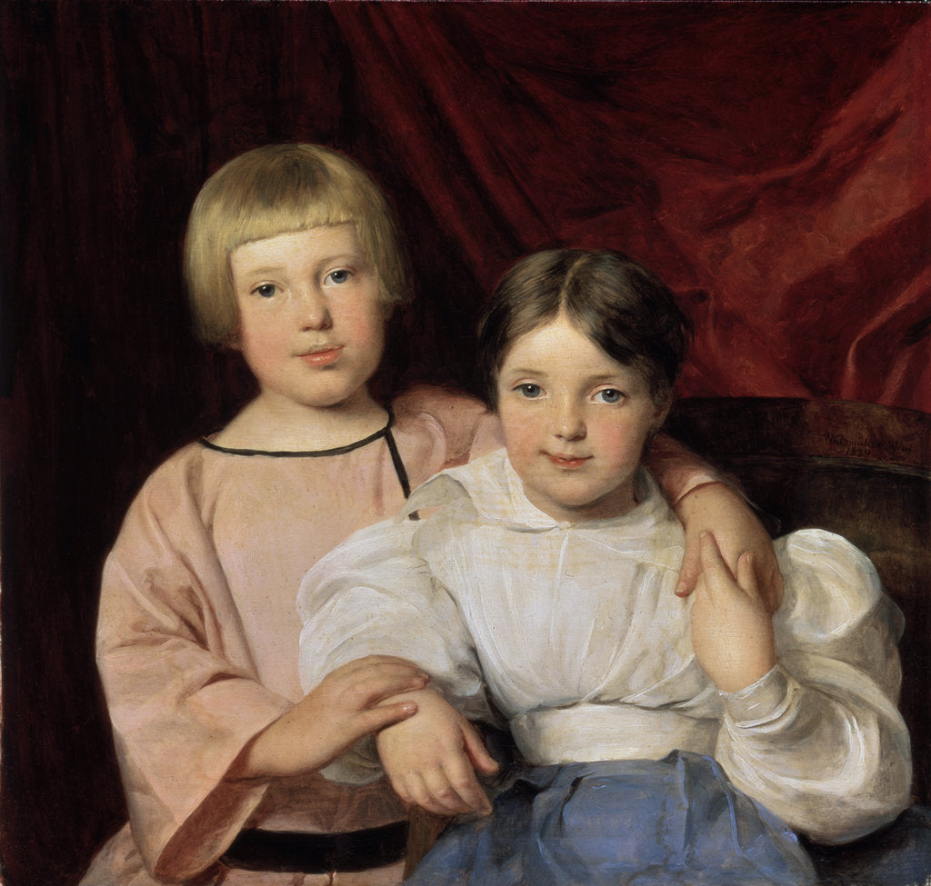 Detail of Children, 1834. Ferdinand Georg by Ferdinand Georg Waldmuller