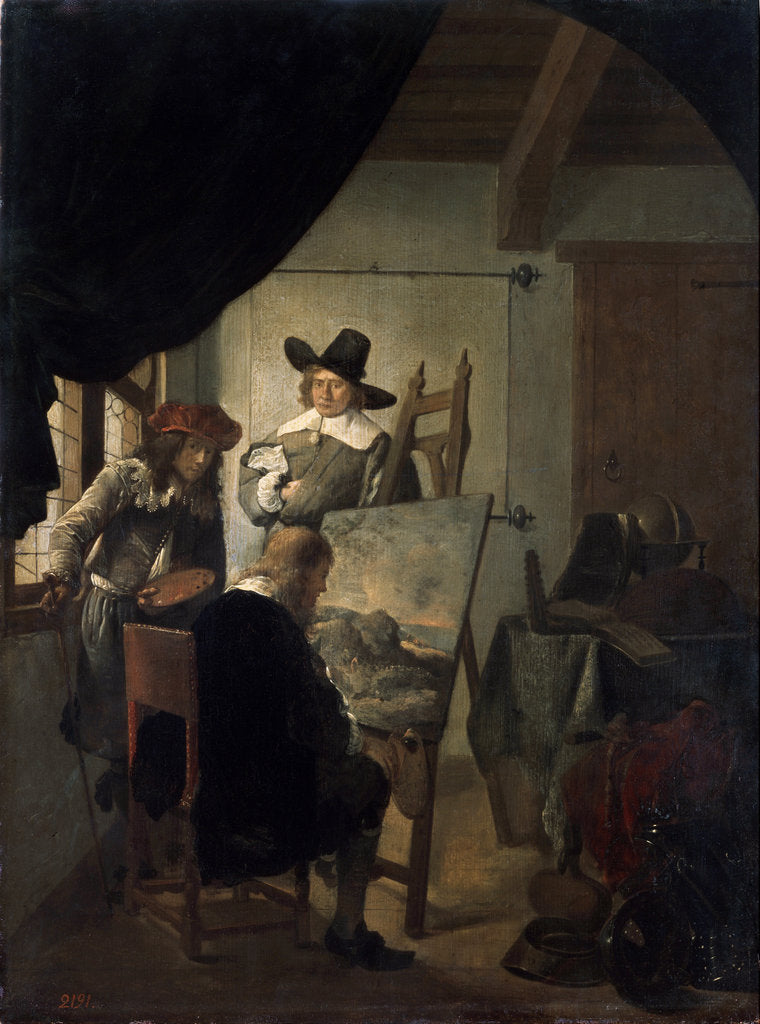 Detail of Visit in an Artists Atelier, 1659. by Job Adriaensz Berckheyde