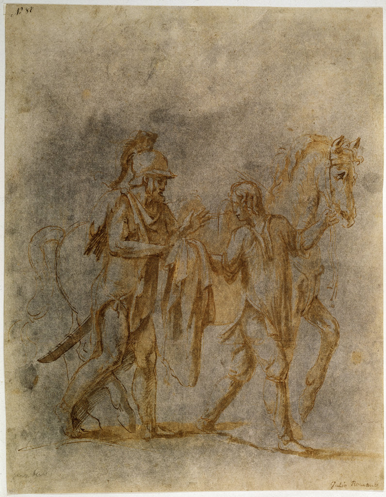 Detail of Saint Martin and a Beggar, early 16th century by Giulio Romano