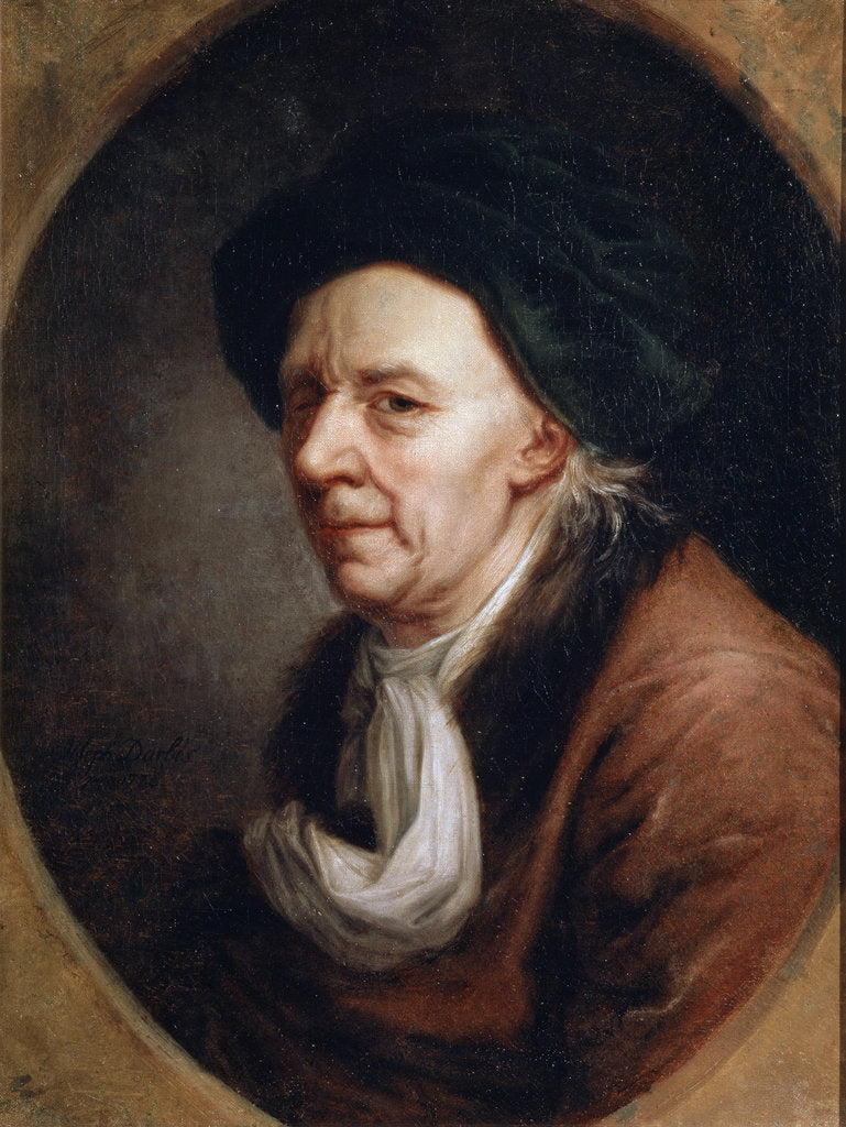 Detail of Portrait of the Mathematican Leonhard Euler,, German painting of 18th century by Joseph Friedrich August Darbes