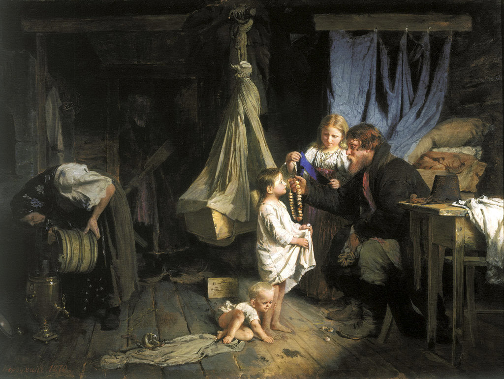 Detail of Return from Town, 1870. by Alexei Ivanovich Korzukhin