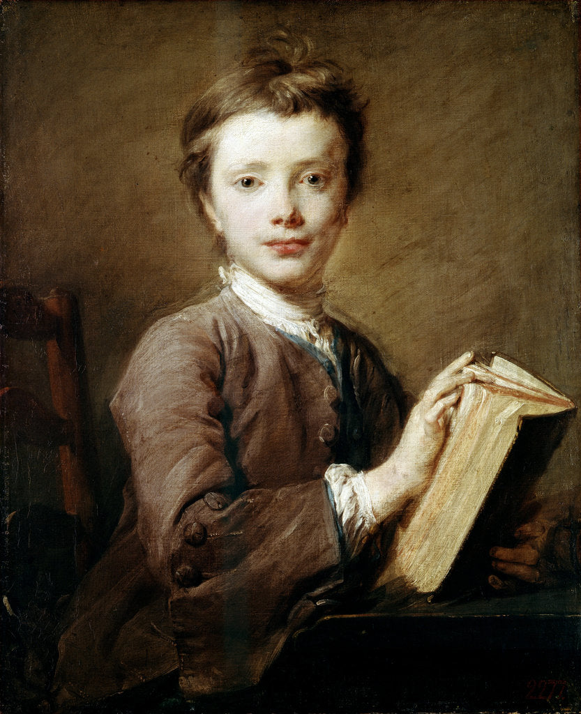 Detail of A Boy with a Book, c1740. by Jean-Baptiste Perronneau