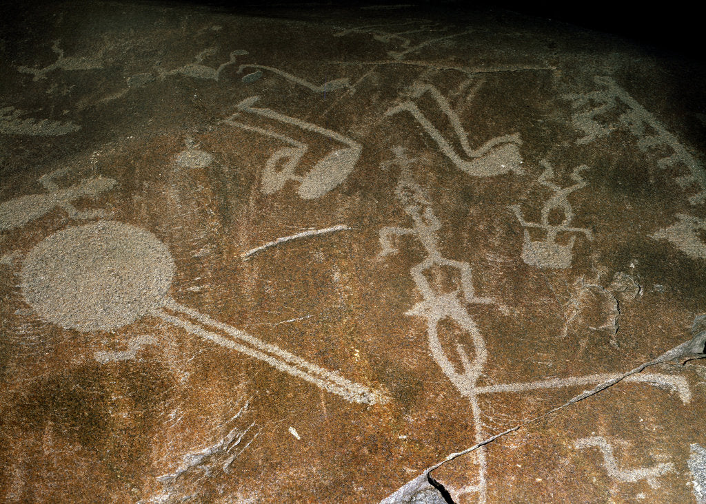 Detail of Carved Petroglyph (People, deers, elks, birds, boots and circles), 4th-3rd millenium BC by Unknown