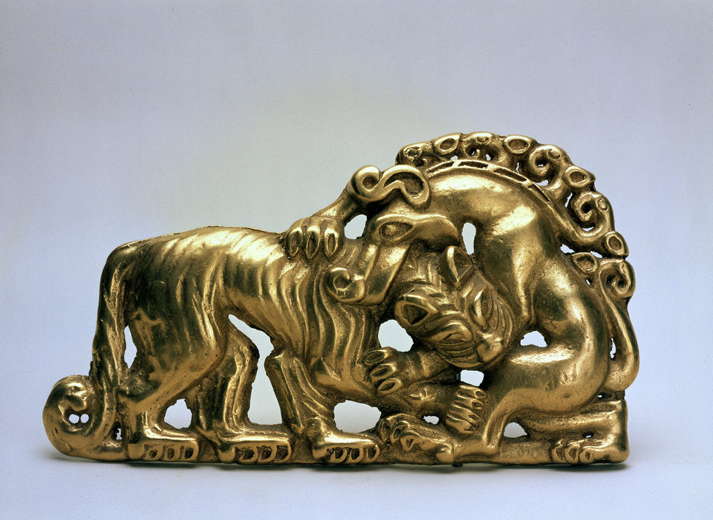 Detail of Animals fighting (Belt buckle), 7th century BC by Unknown