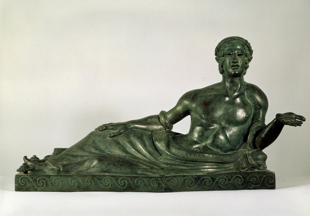 Detail of Cinerary Urn in the form of a reclining Youth (Etruria), early 4th century BC by Unknown