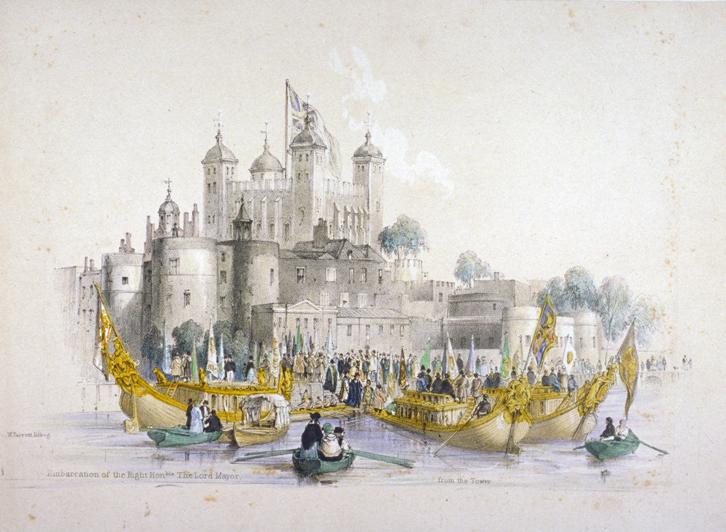 Detail of Lord Mayor Thomas Johnson and his entourage embarking from the Tower of London by William Parrott