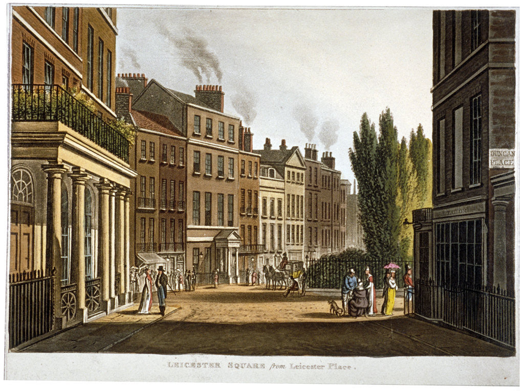 Detail of View of Leicester Square from Leicester Place with figures, London by Anonymous