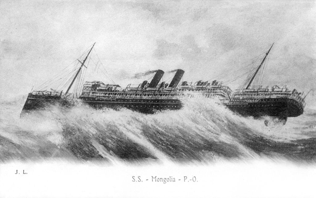 Detail of SS Mongolia in heavy seas by Anonymous