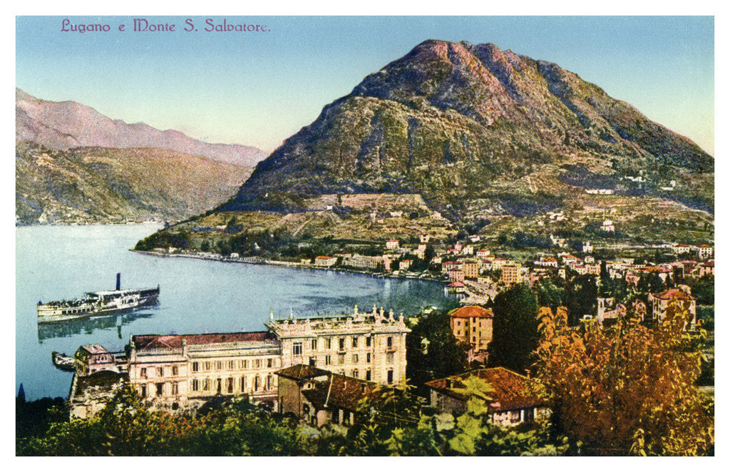 Detail of Lugano and Monte San Salvatore, Switzerland by Anonymous
